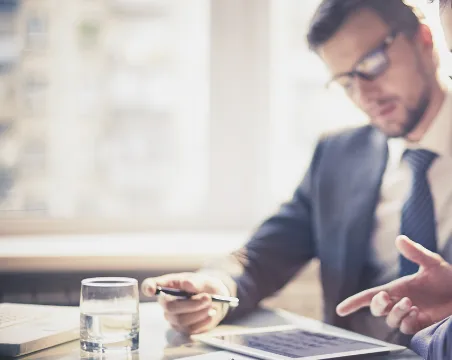 Business consultant reviewing documents